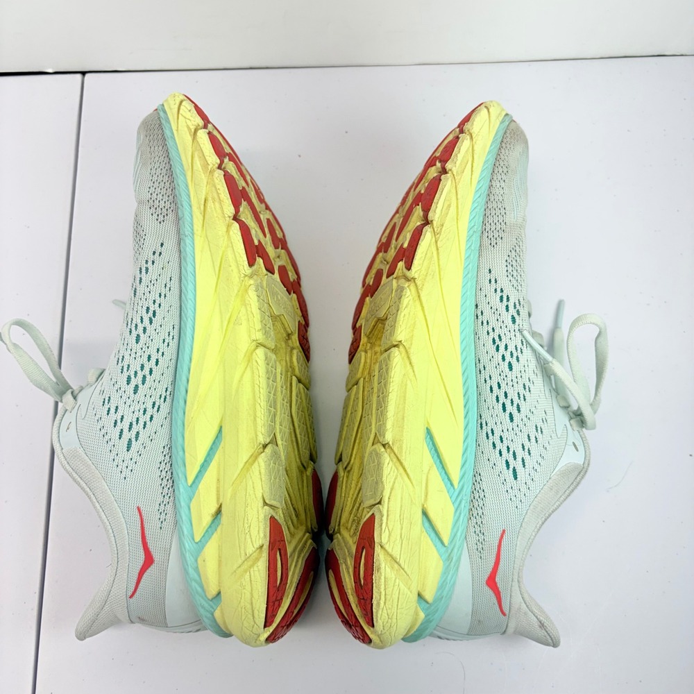 Hoka Clifton 7 Womens 8.5 Morning Mist Hot Coral Running Shoes - Picture 8 of 9